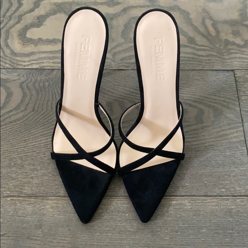 Femme Black Suede ‘Donatella’ Mule
